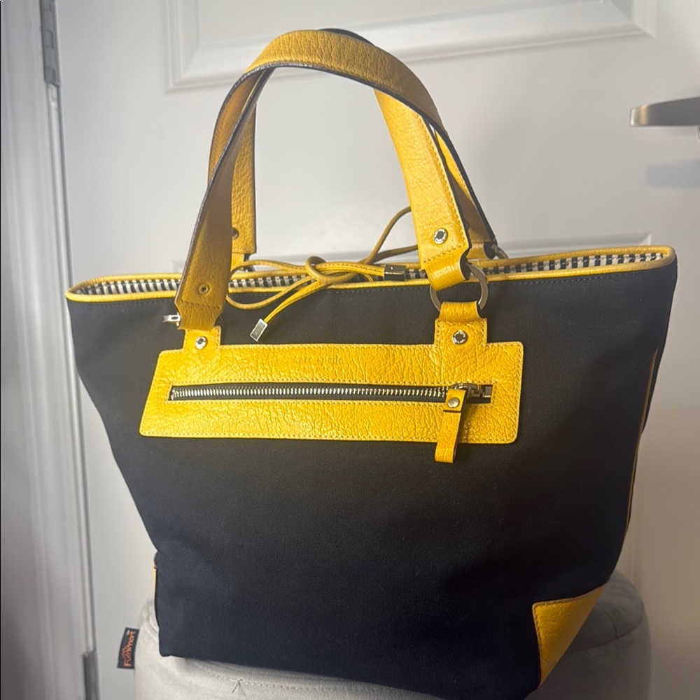 Kate Spade Yellow and Black Structured Tote